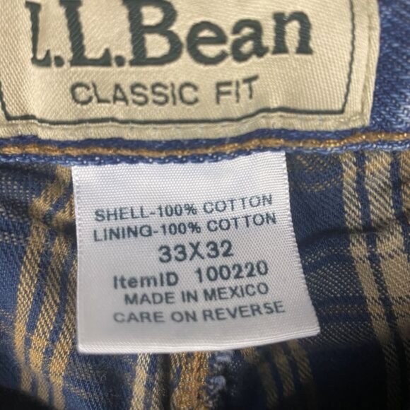 Vintage 90s LL Bean Flannel Lined Jeans Mens 32 Classic Fit 33x32 (31x32 ACTUAL) - Picture 14 of 16